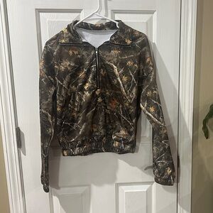 SHEIN Camouflage Print Sweater - Brown and Green